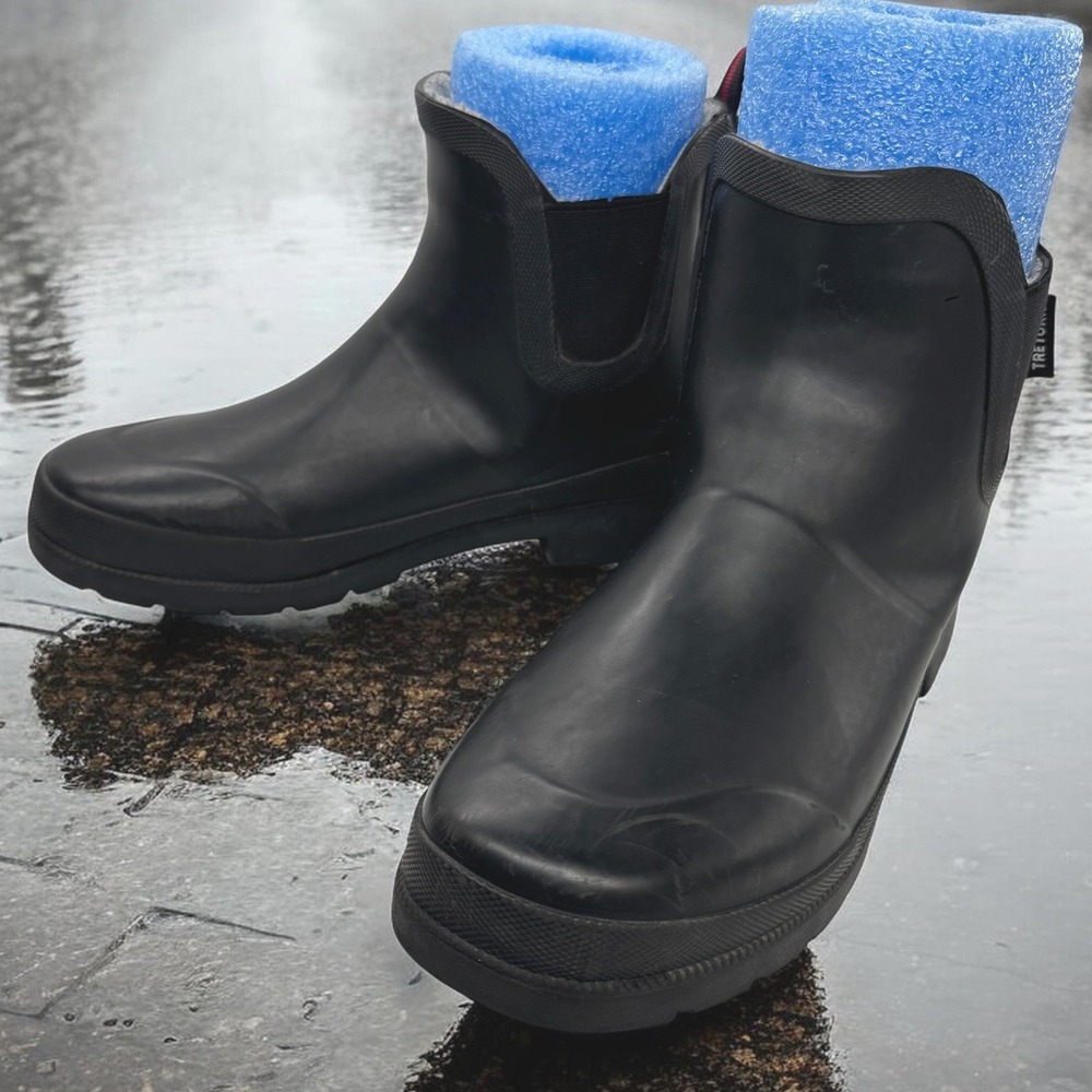 Tretorn Lina Women 8M Chelsea‎ Rain Boots Faux Fur Lined Waterproof Rubber Black